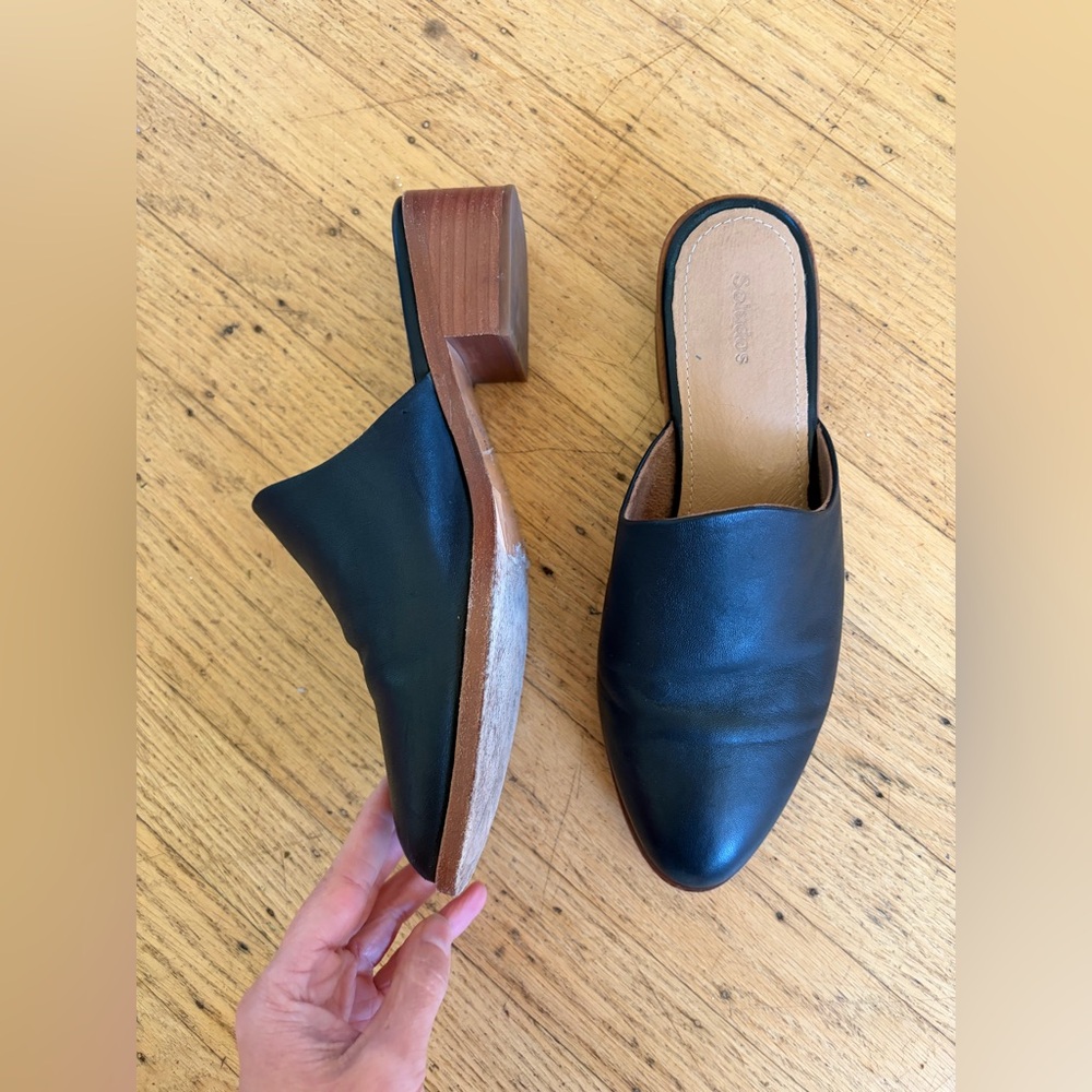 Soludos leather mule pointed toe block heal - Picture 9 of 15